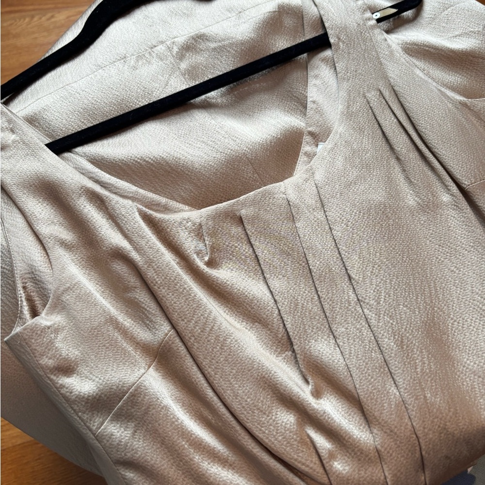 Elegant Banana Republic Gold  Cocktail Dress with Pleats and Pockets.